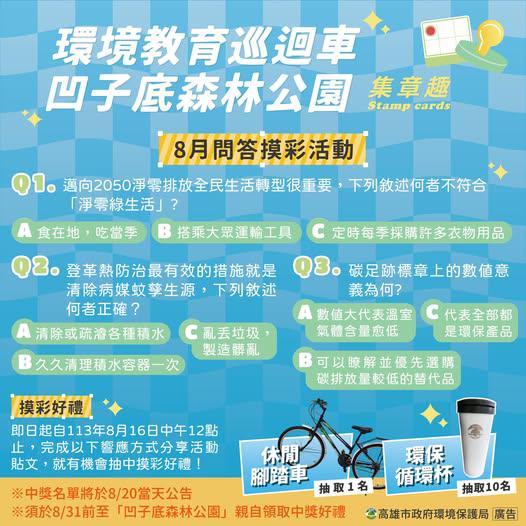【環境教育推廣】凹子底森林公園集章趣・8月線上問答摸彩活動
